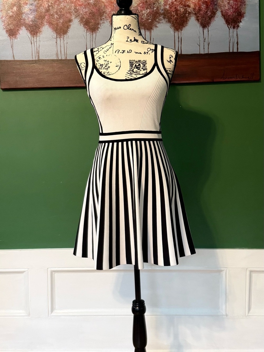 Guess Black and White sleeveless mirage nautical dress